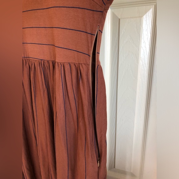 Brown Striped Midi Dress, Medium, Petal Lush - Picture 6 of 7